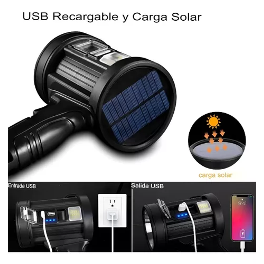 Linterna Led Potente Recargable Camping Lampara Solares 7