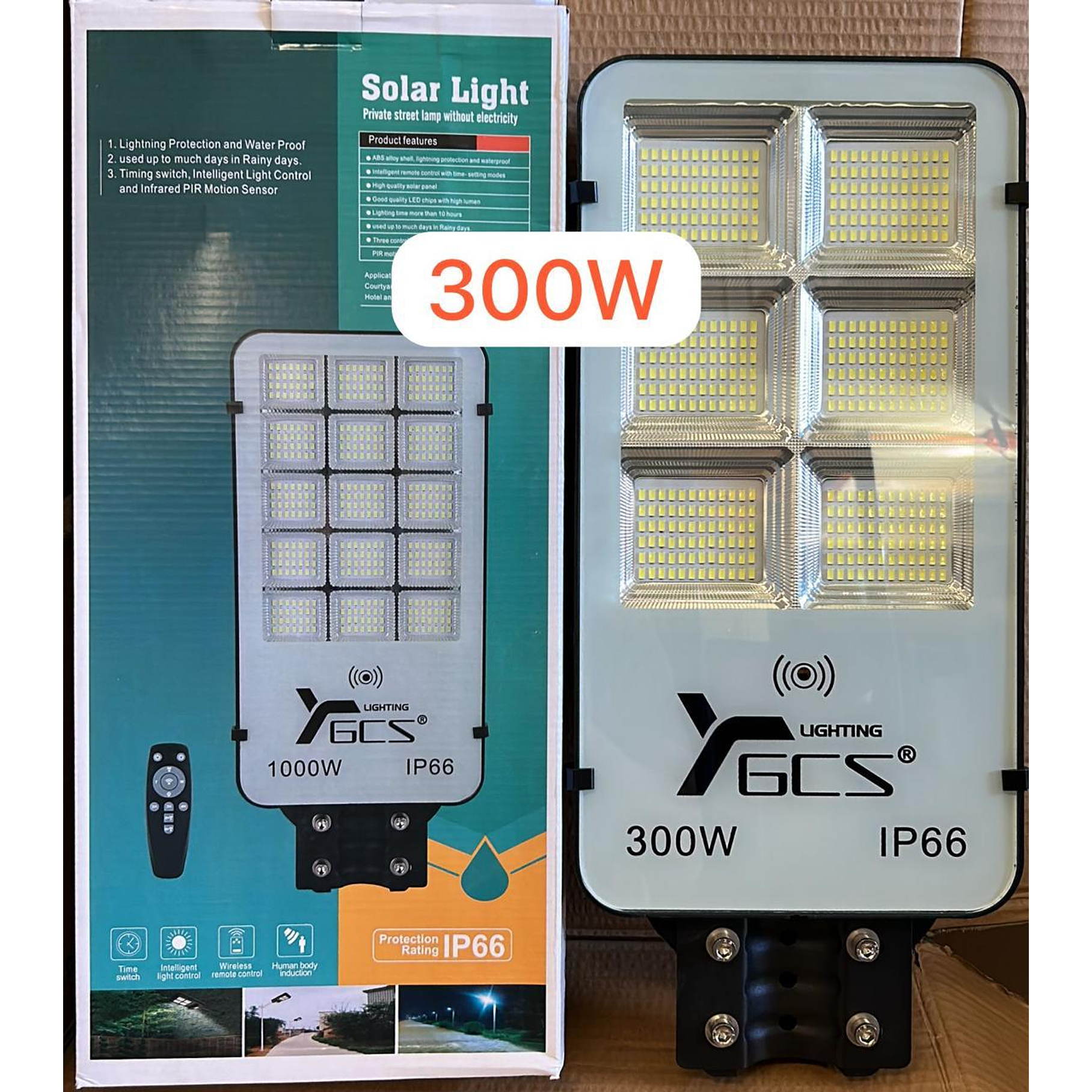 Pack 2 Lámpara De Panel Solar 300w Para Exterior Con Fotocelda 3