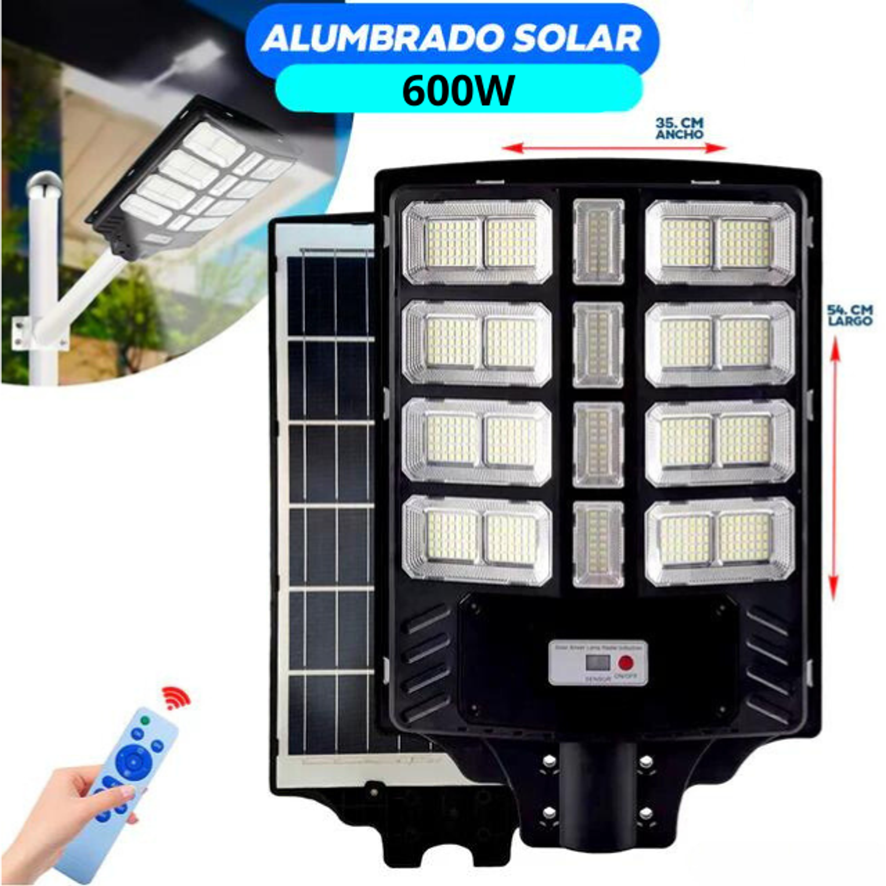 Foco solar Postas de calle de 600W para exteriores, luces de estacionamiento comerciales 2