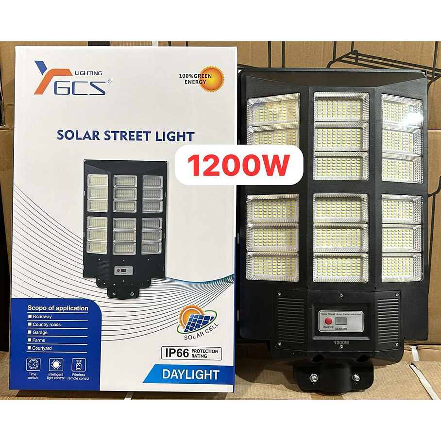 Pack 2 Foco Solar Posta 1200W Para Calles Al Aire Libre, Patios, Garajes,  3