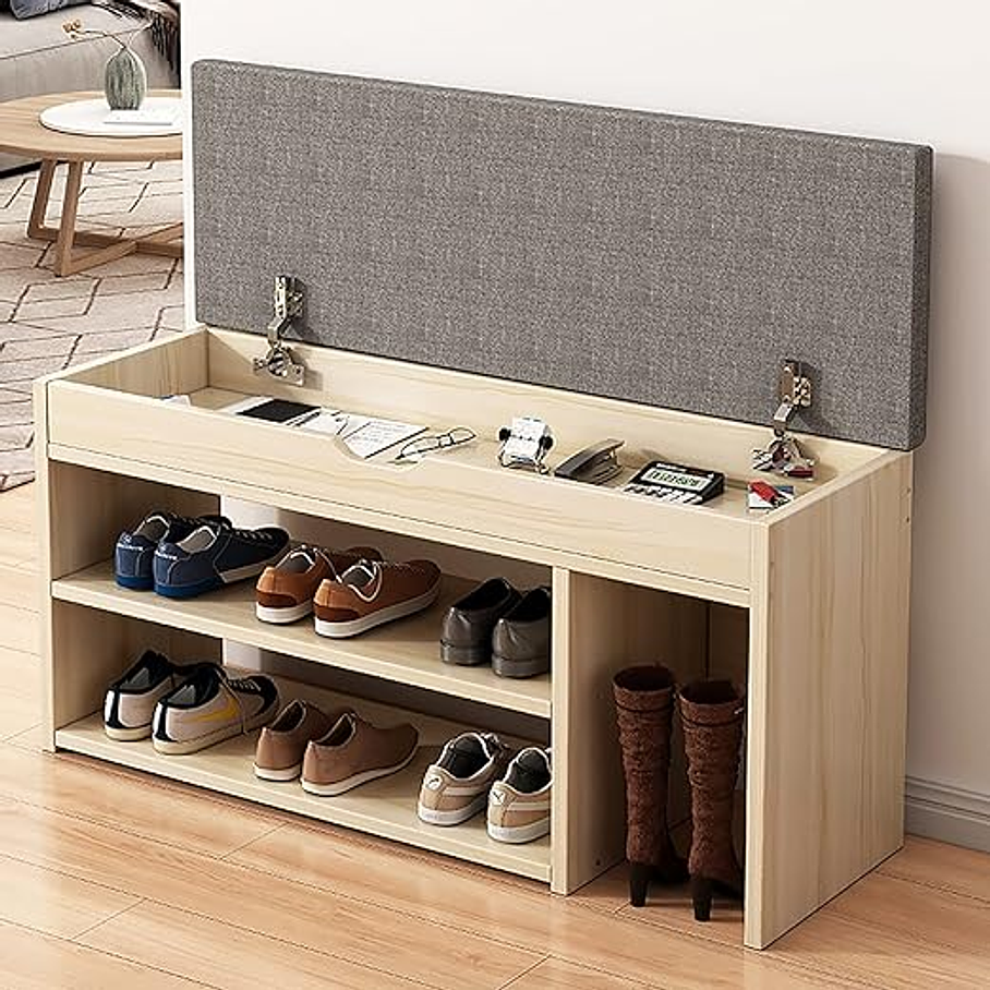 Zapatero De Pie Libre, Taburete Cambiador De Zapatos, Taburete De Puerta Color Sandalo 1