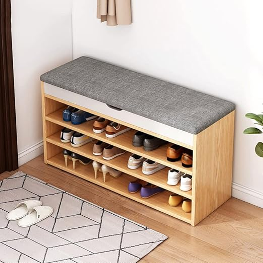 Zapatero De Pie Libre, Taburete Cambiador De Zapatos, Taburete De Puerta Color Sandalo 4