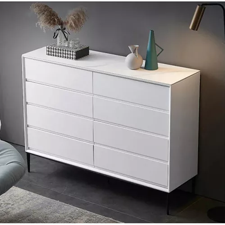 Cómoda 8 Cajones Blanco Mate 140x40X90 3