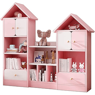 Organizador Infantil Castillo Rosa Librero Multifuncional