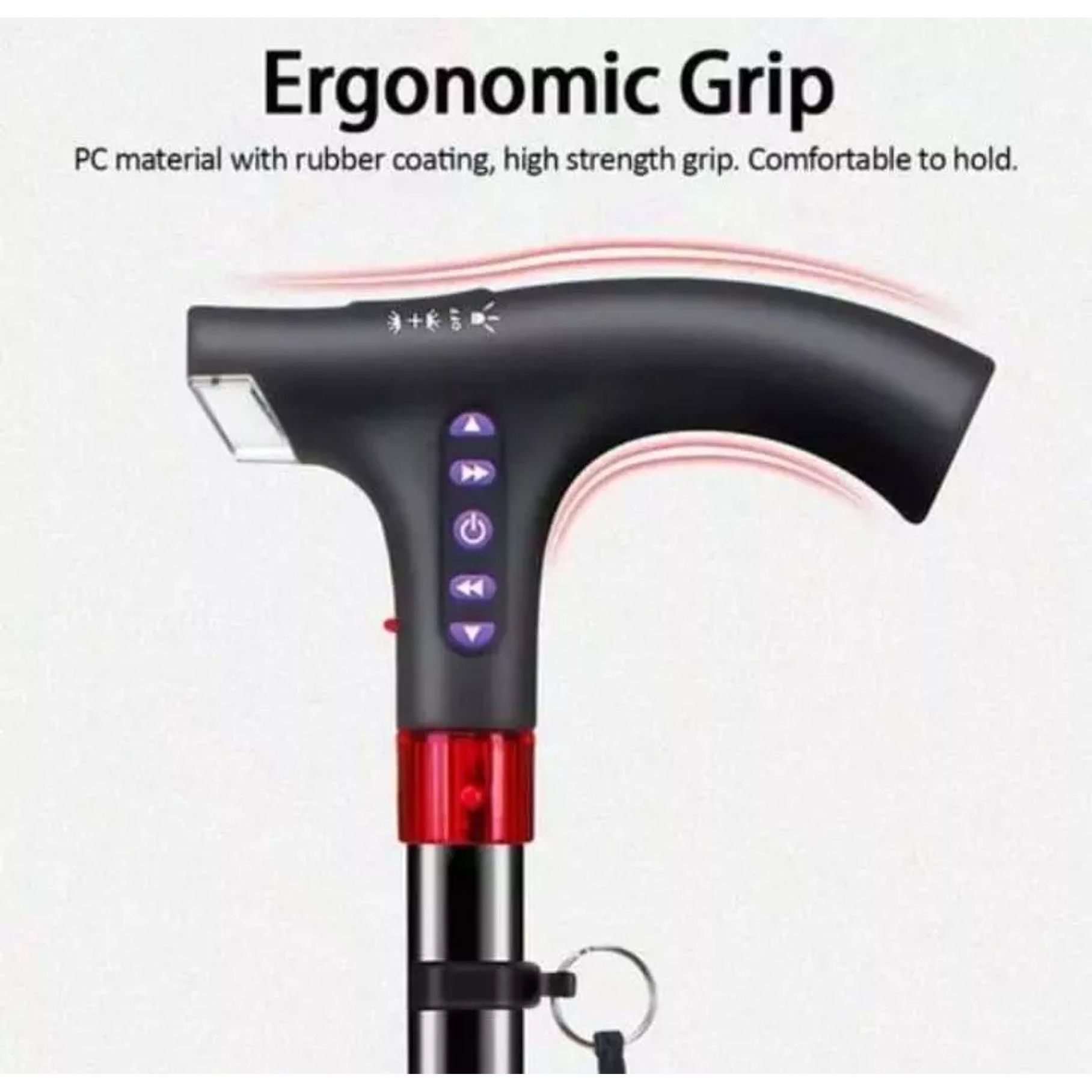 Bastón Ajustable Con Radio Alarma Luz Led 7