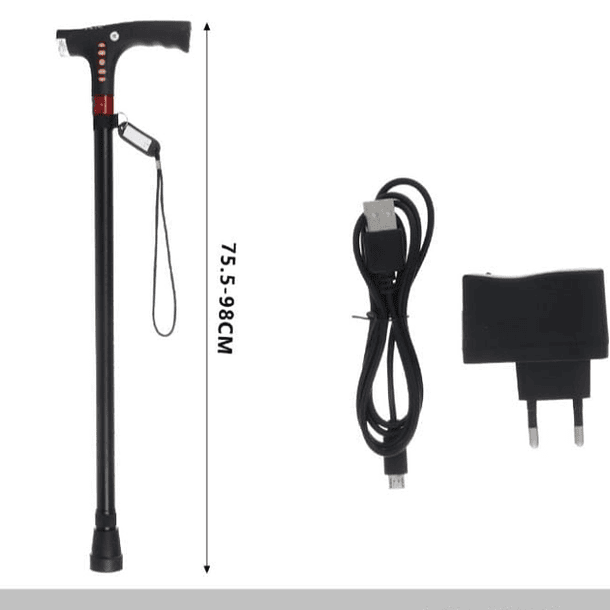 Bastón Ajustable Con Radio Alarma Luz Led 2