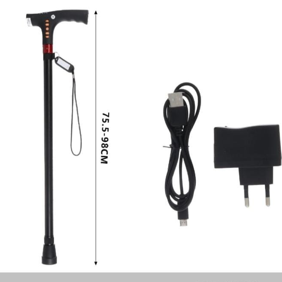 Bastón Ajustable Con Radio Alarma Luz Led 2