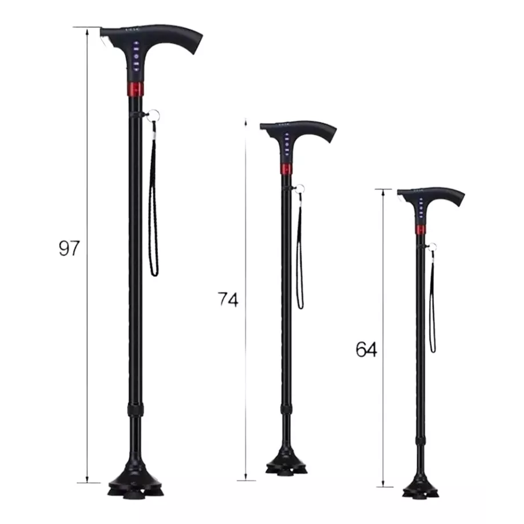 Bastón Ajustable Con Radio Alarma Luz Led 1