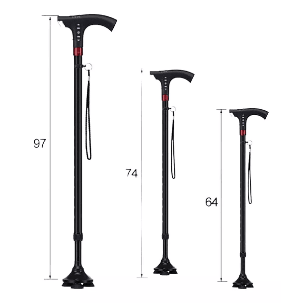 Bastón Ajustable Con Radio Alarma Luz Led 1