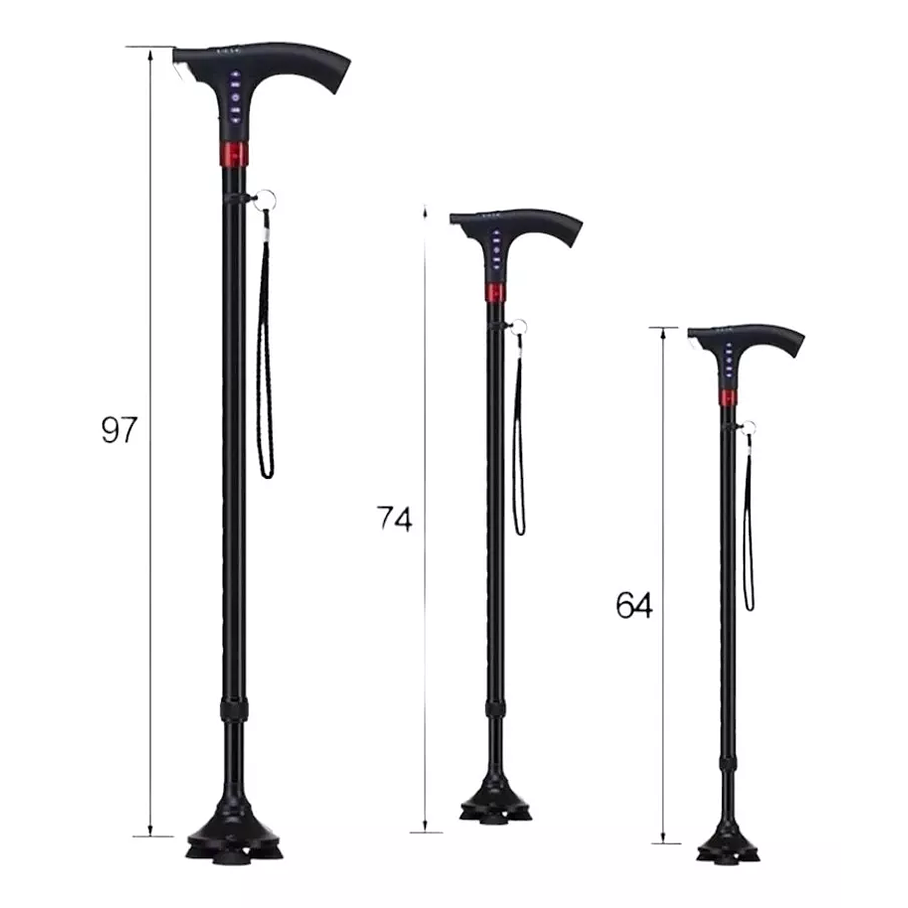 Bastón Ajustable Con Radio Alarma Luz Led 1