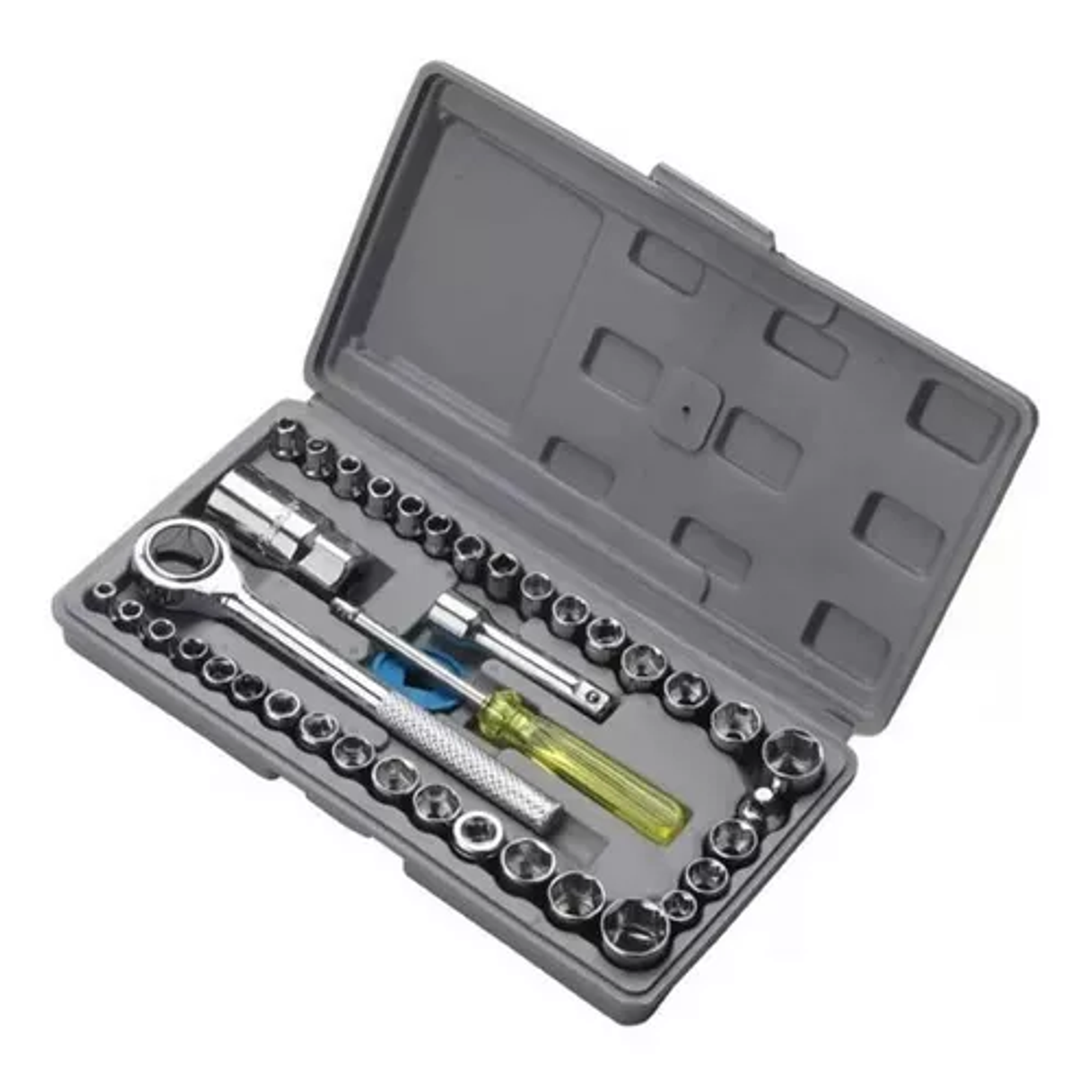 Juego De Dados 40 Piezas Ratchet 1/4 3/8 Métrico Extensión 1