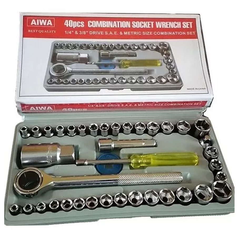 Juego De Dados 40 Piezas Ratchet 1/4 3/8 Métrico Extensión 6