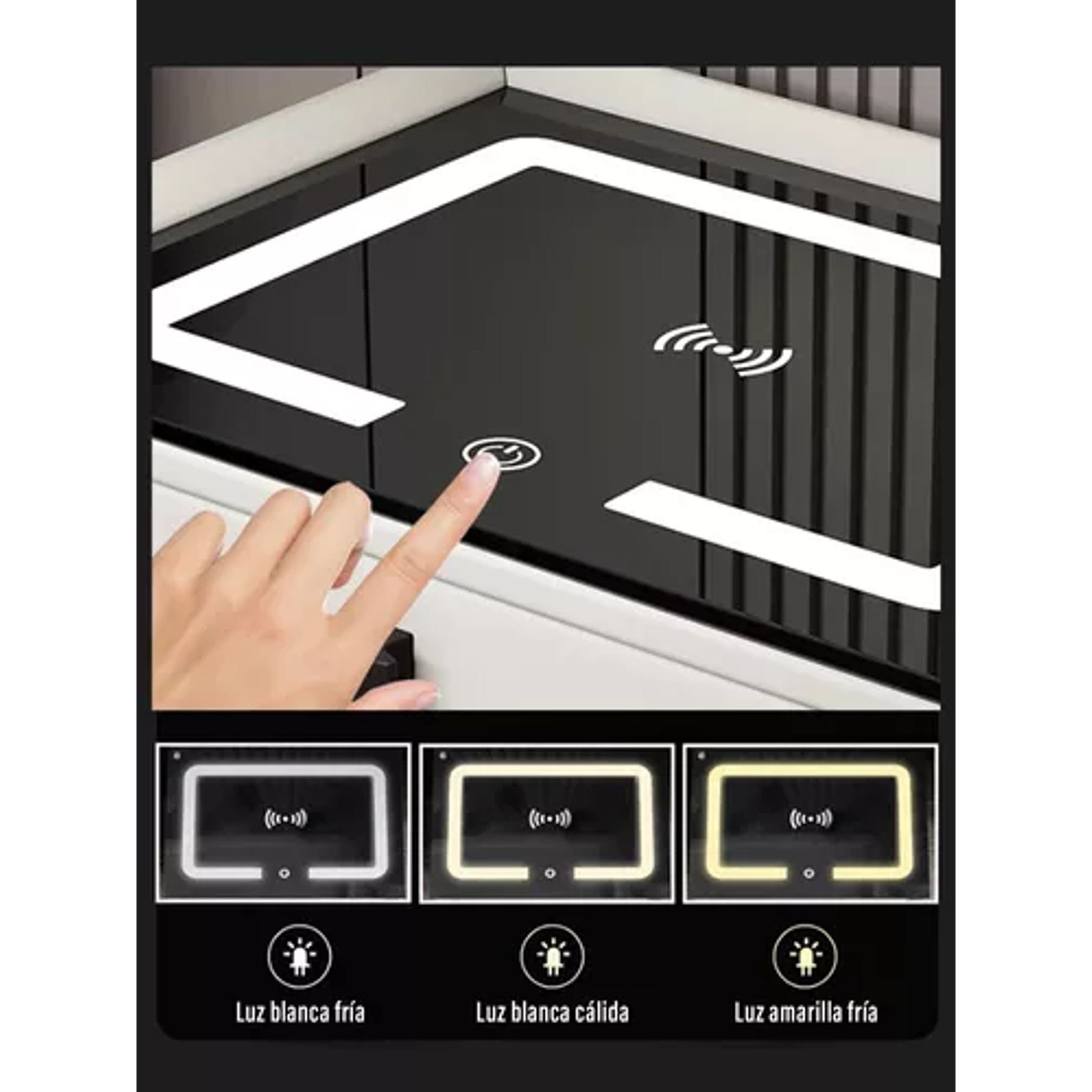 Velador Mesita De Noche Inteligente Con Carga Inalámbrica, Bocina Bluetooth 9