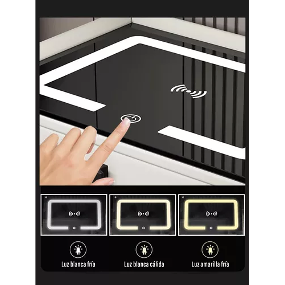 Velador Mesita De Noche Inteligente Con Carga Inalámbrica, Bocina Bluetooth 9