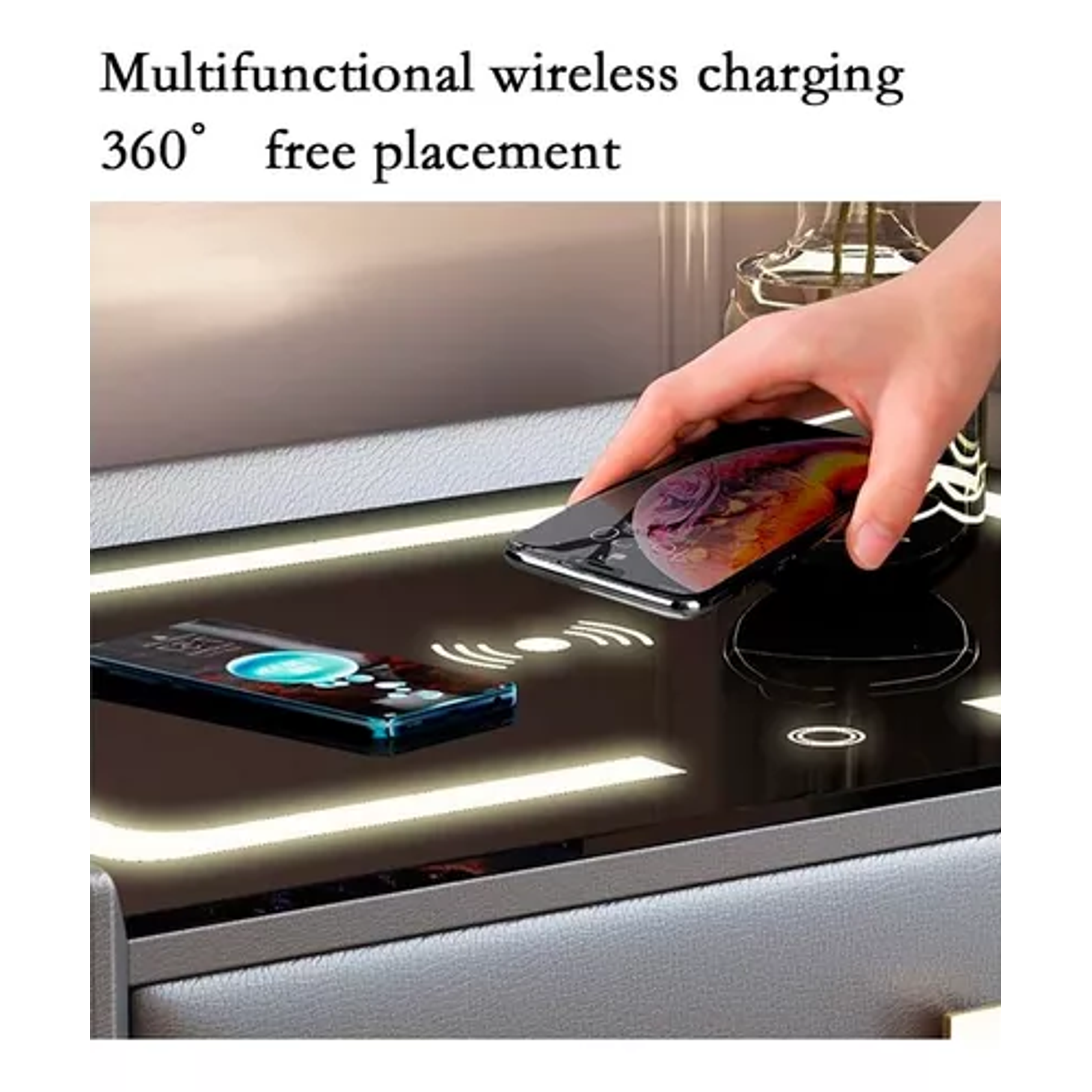 Velador Mesita De Noche Inteligente Con Carga Inalámbrica, Bocina Bluetooth 10