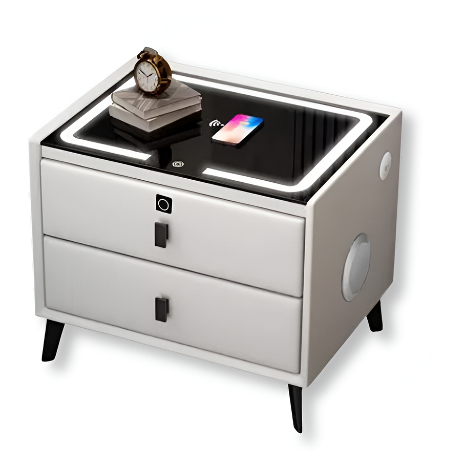 Velador Mesita De Noche Inteligente Con Carga Inalámbrica, Bocina Bluetooth 1