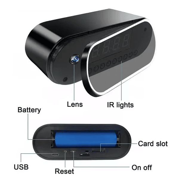 Reloj Despertador Camara Oculta Wifi/4k/Tiempo Real/ 128gb 9