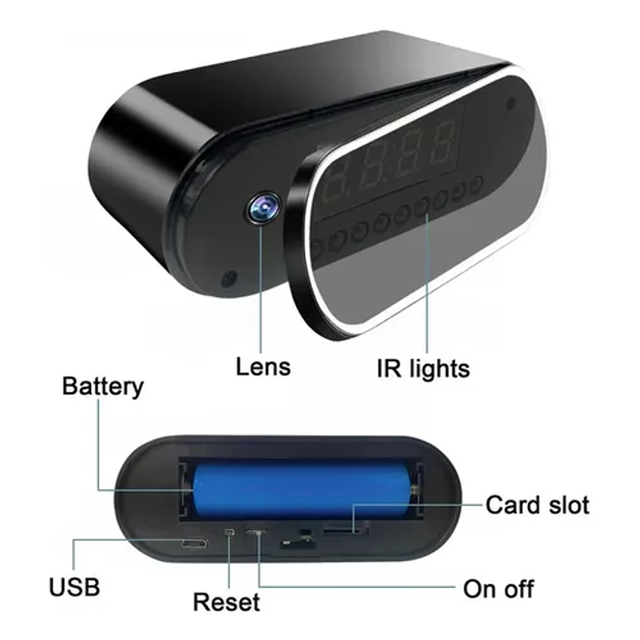 Reloj Despertador Camara Oculta Wifi/4k/Tiempo Real/ 128gb 9