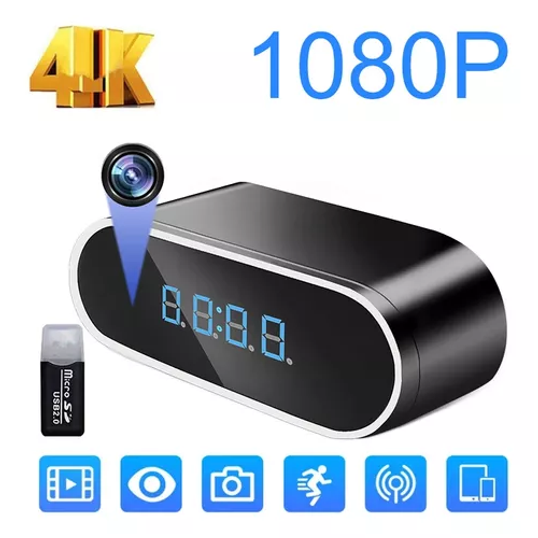 Reloj Despertador Camara Oculta Wifi/4k/Tiempo Real/ 128gb 1