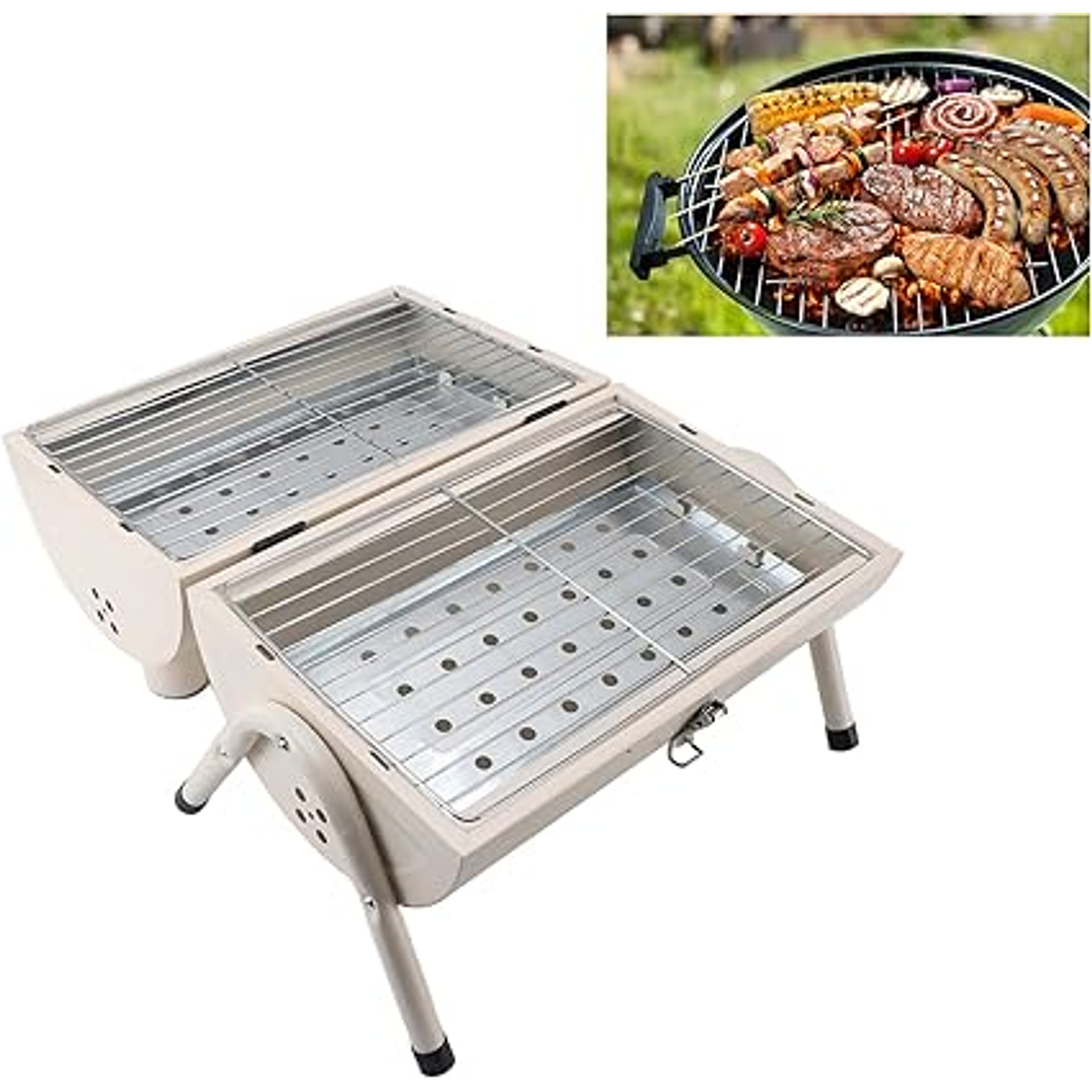 Parrilla De Carbón Portátil Doble Cara 2