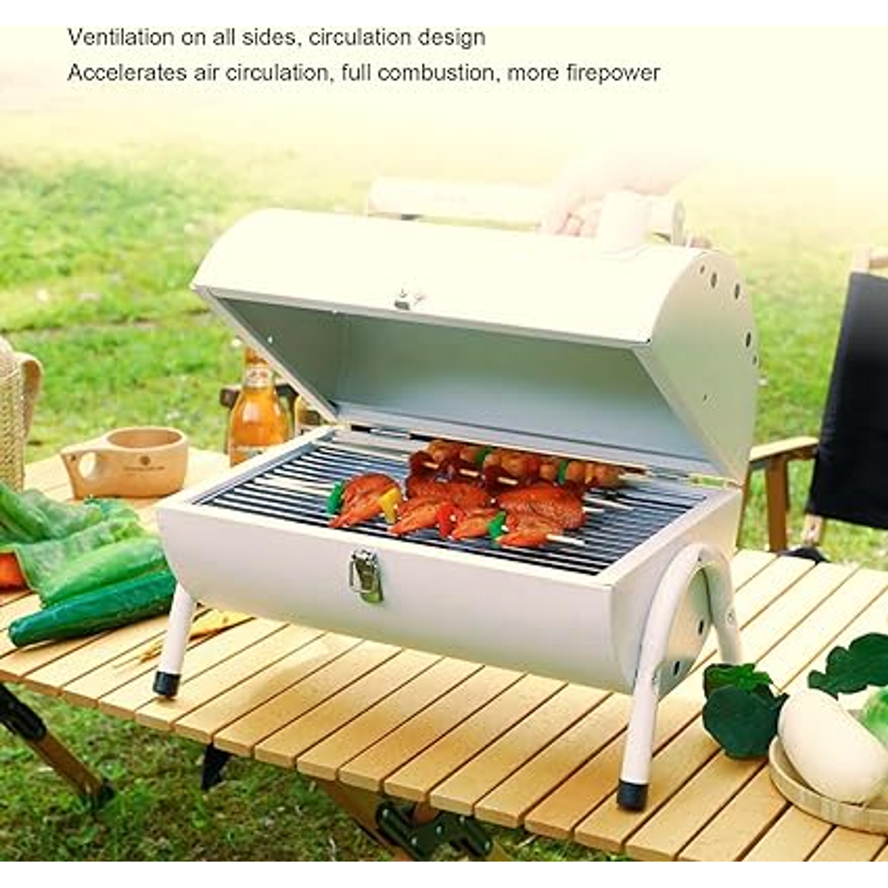 Parrilla De Carbón Portátil Doble Cara 5