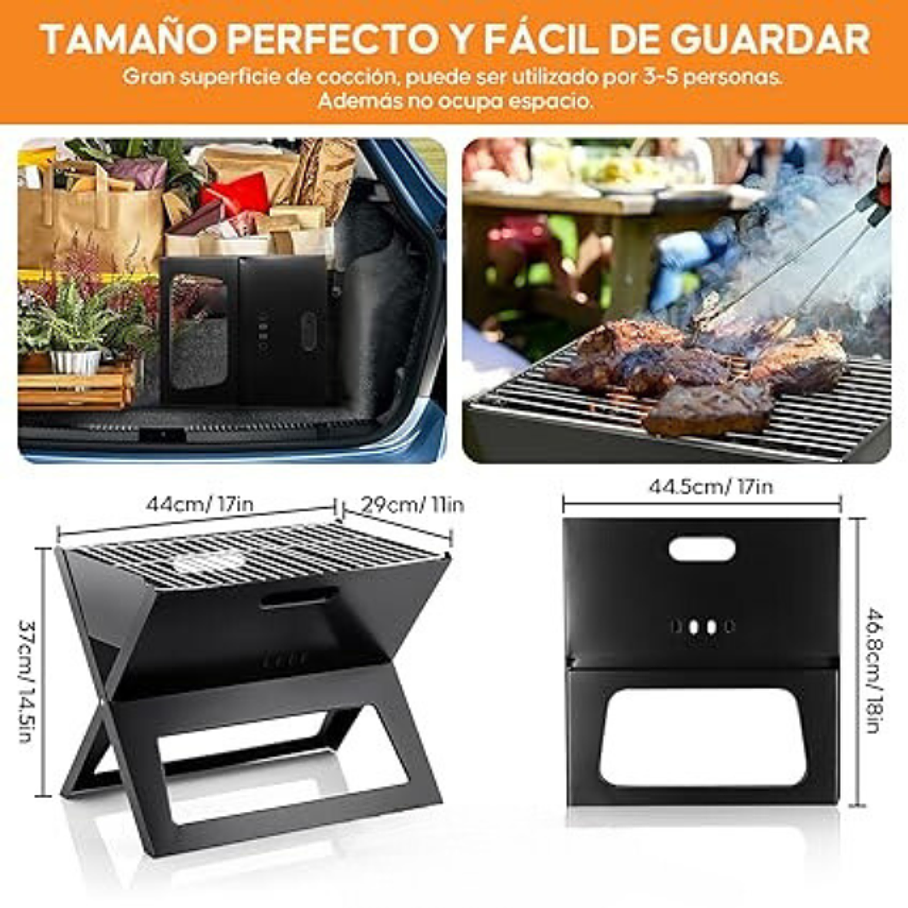 Asador Portátil Plegable Color Negro En X 5