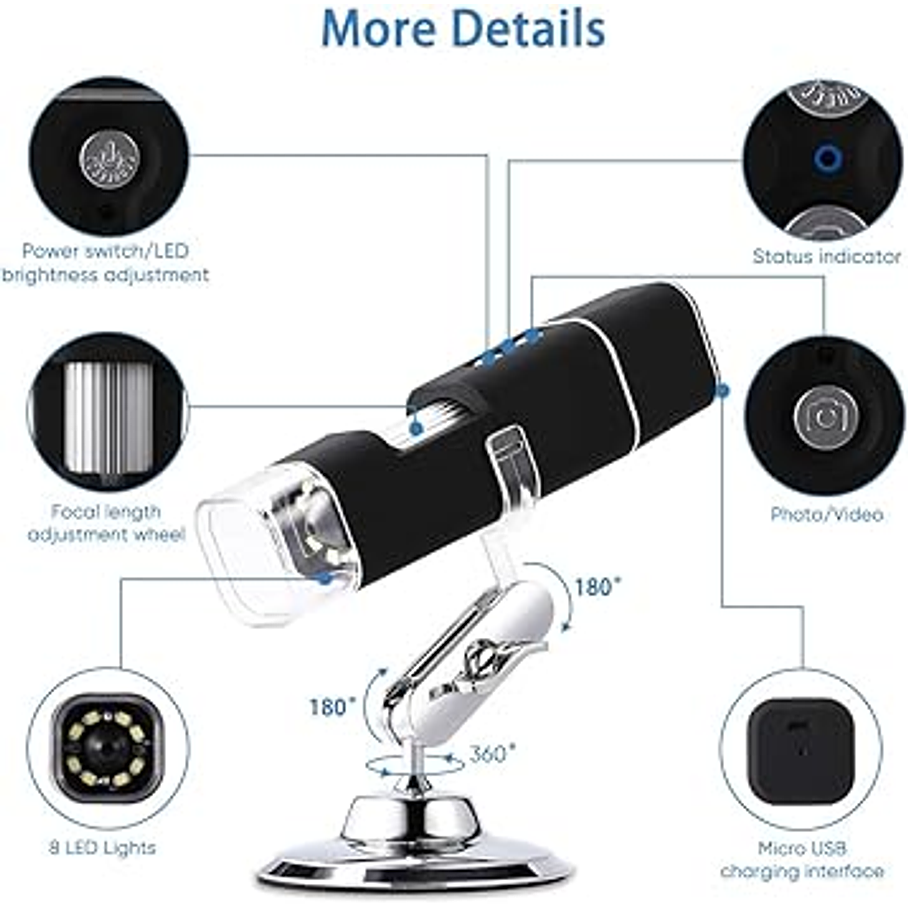 Microscopio Digital USB 8 Luces LED 1000X 3
