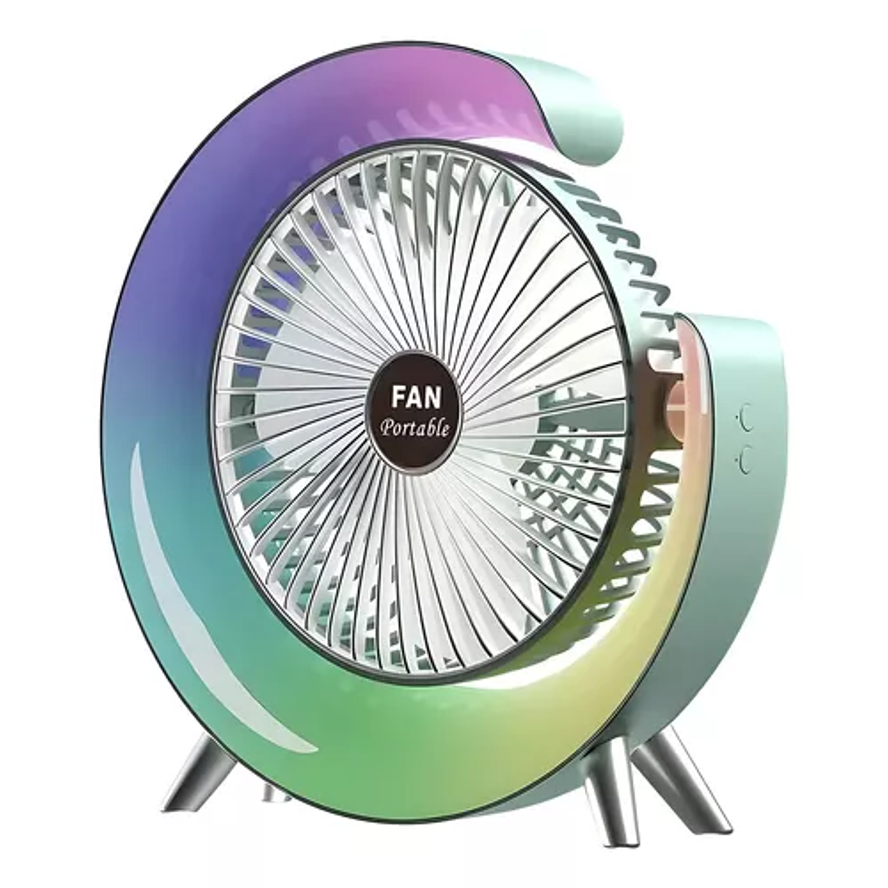 Mini Ventilador De Escritorio Portátil Recargable Usb Con Luz 1