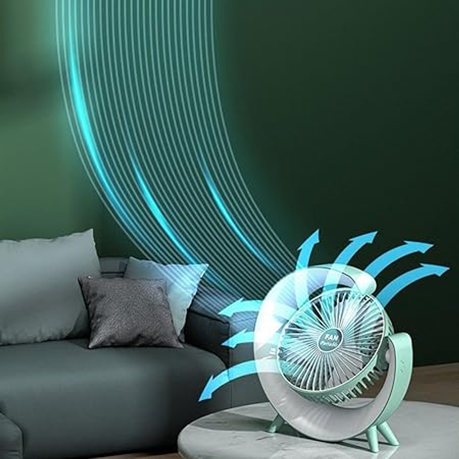 Mini Ventilador De Escritorio Portátil Recargable Usb Con Luz 6
