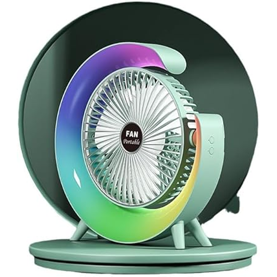 Mini Ventilador De Escritorio Portátil Recargable Usb Con Luz 7