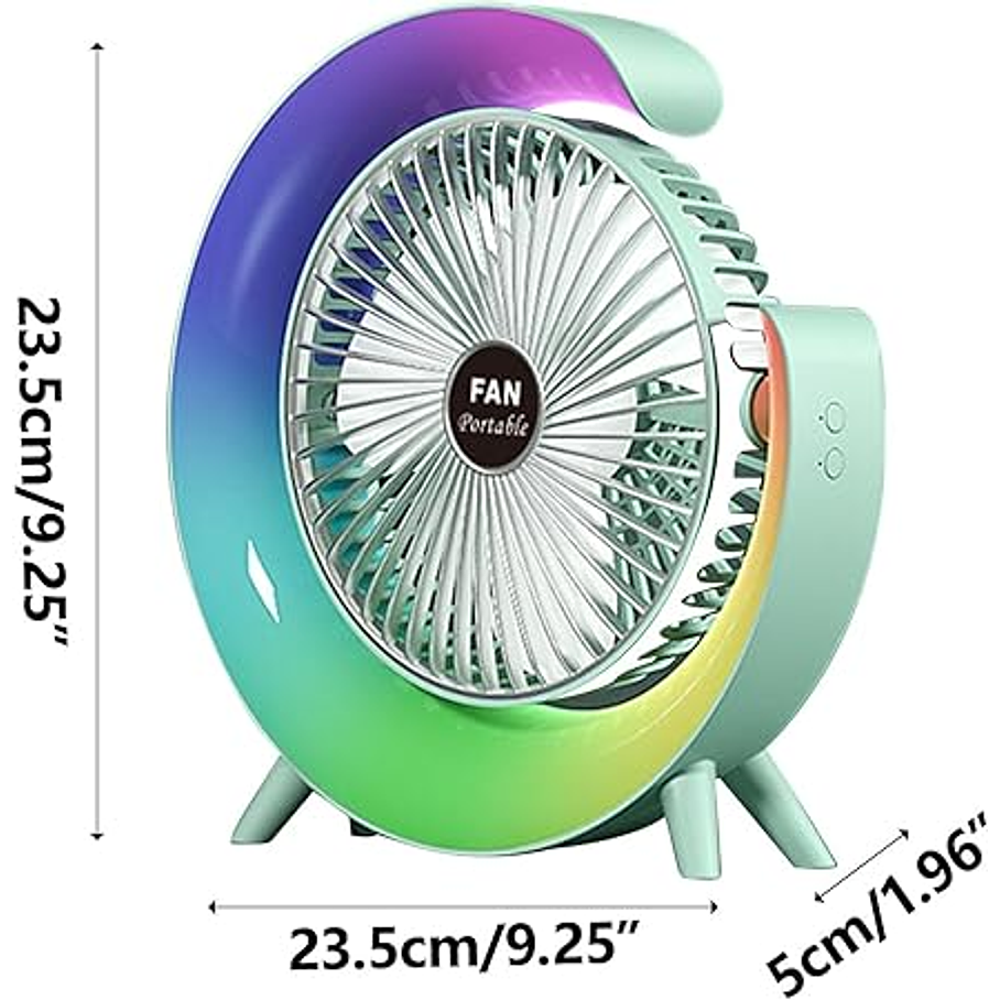 Mini Ventilador De Escritorio Portátil Recargable Usb Con Luz 8