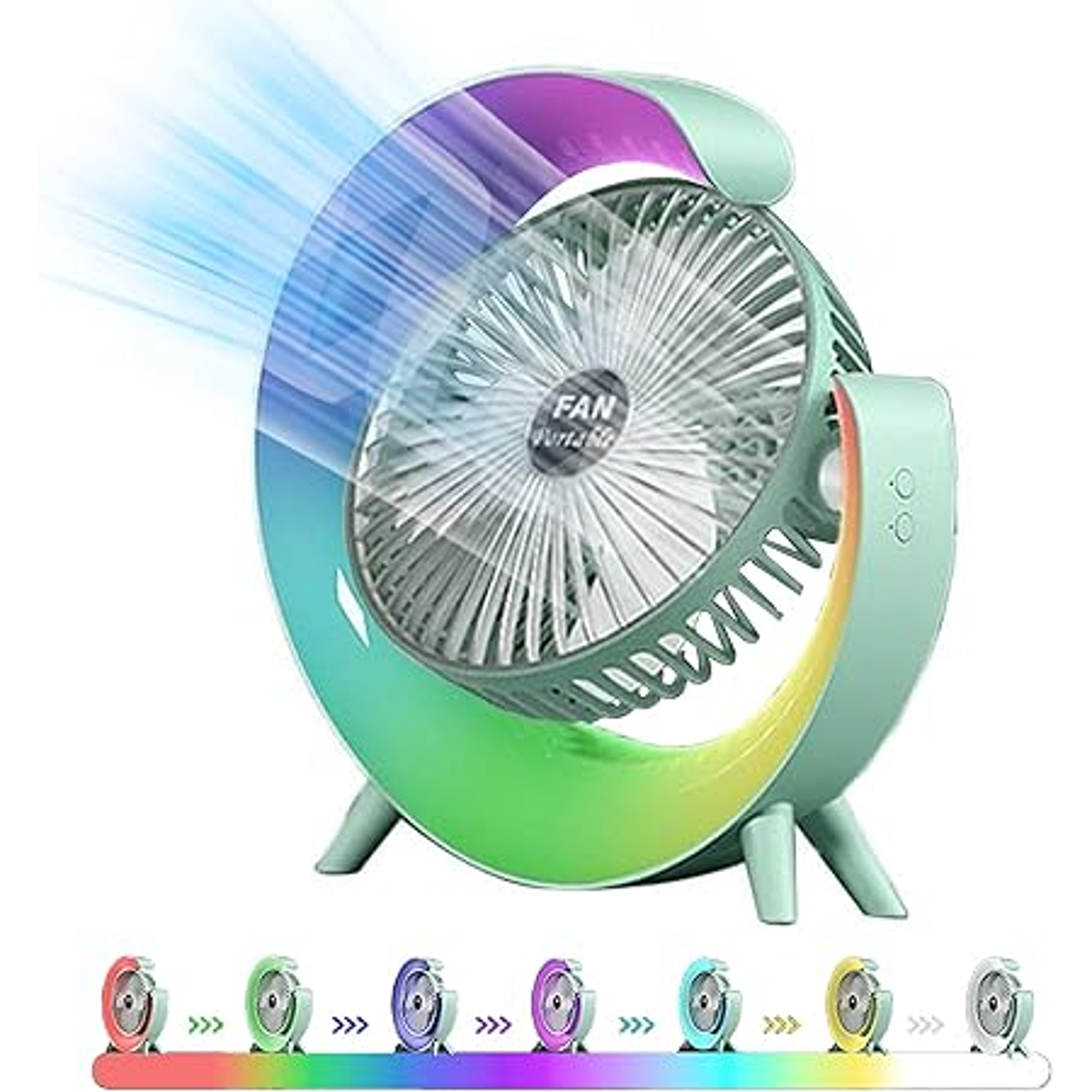 Mini Ventilador De Escritorio Portátil Recargable Usb Con Luz 9