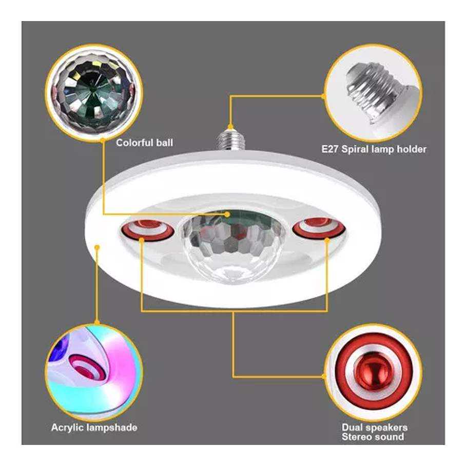 Parlante Bombillos Discoteca Bluetooth Con Control 36w 5