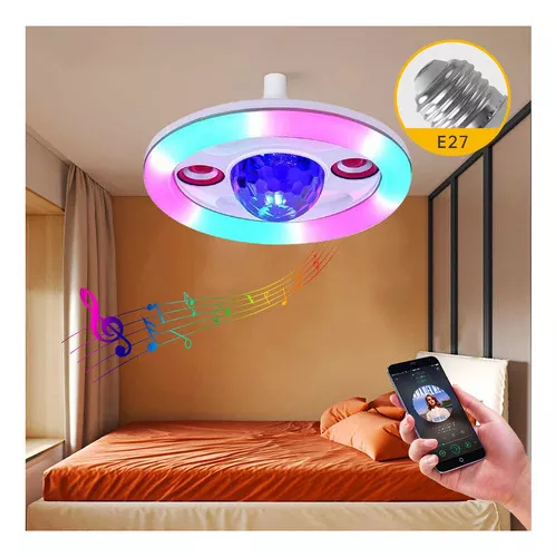 Parlante Bombillos Discoteca Bluetooth Con Control 36w 7
