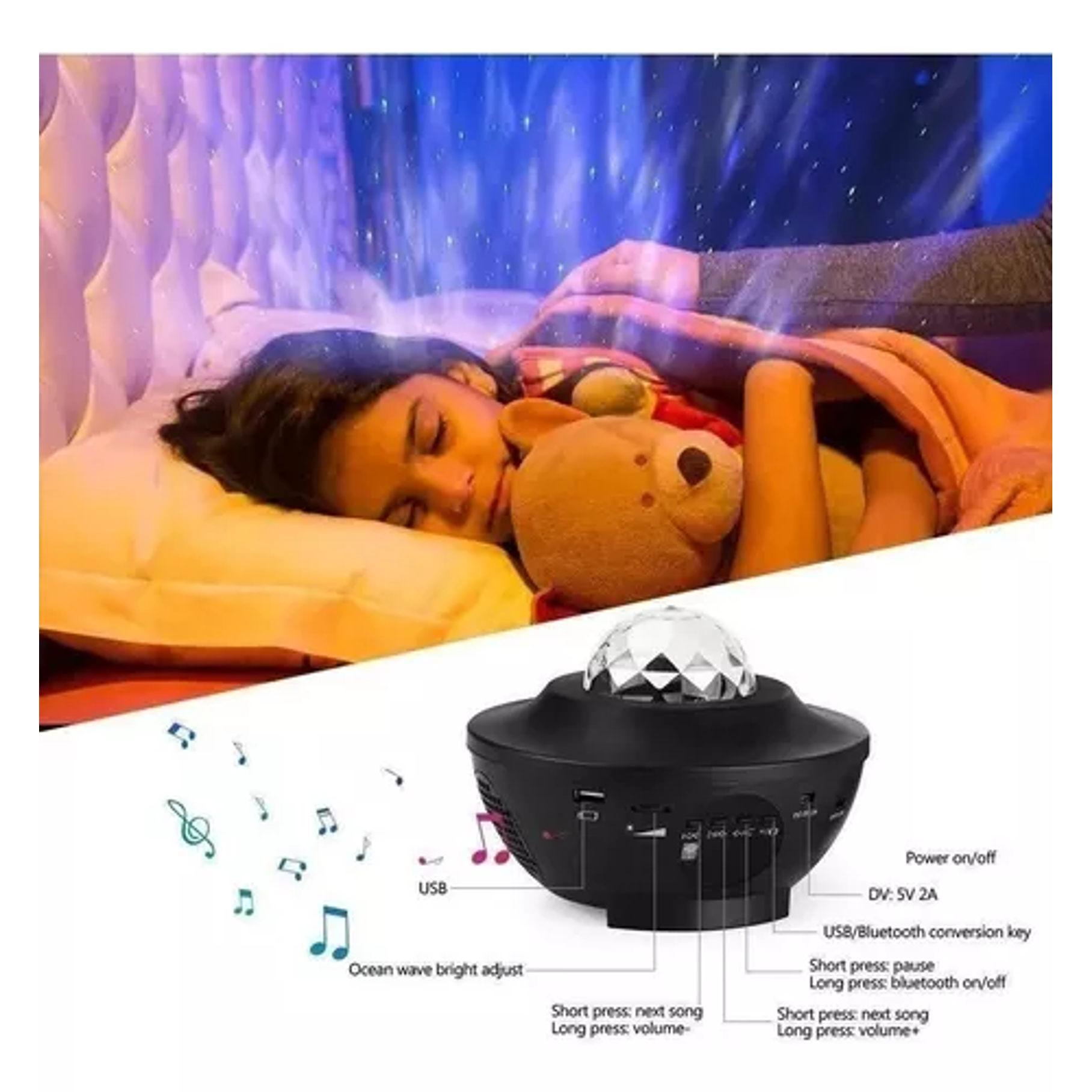 Proyector De Galaxia Estrellas Led Y Sonido Bluetooth 9