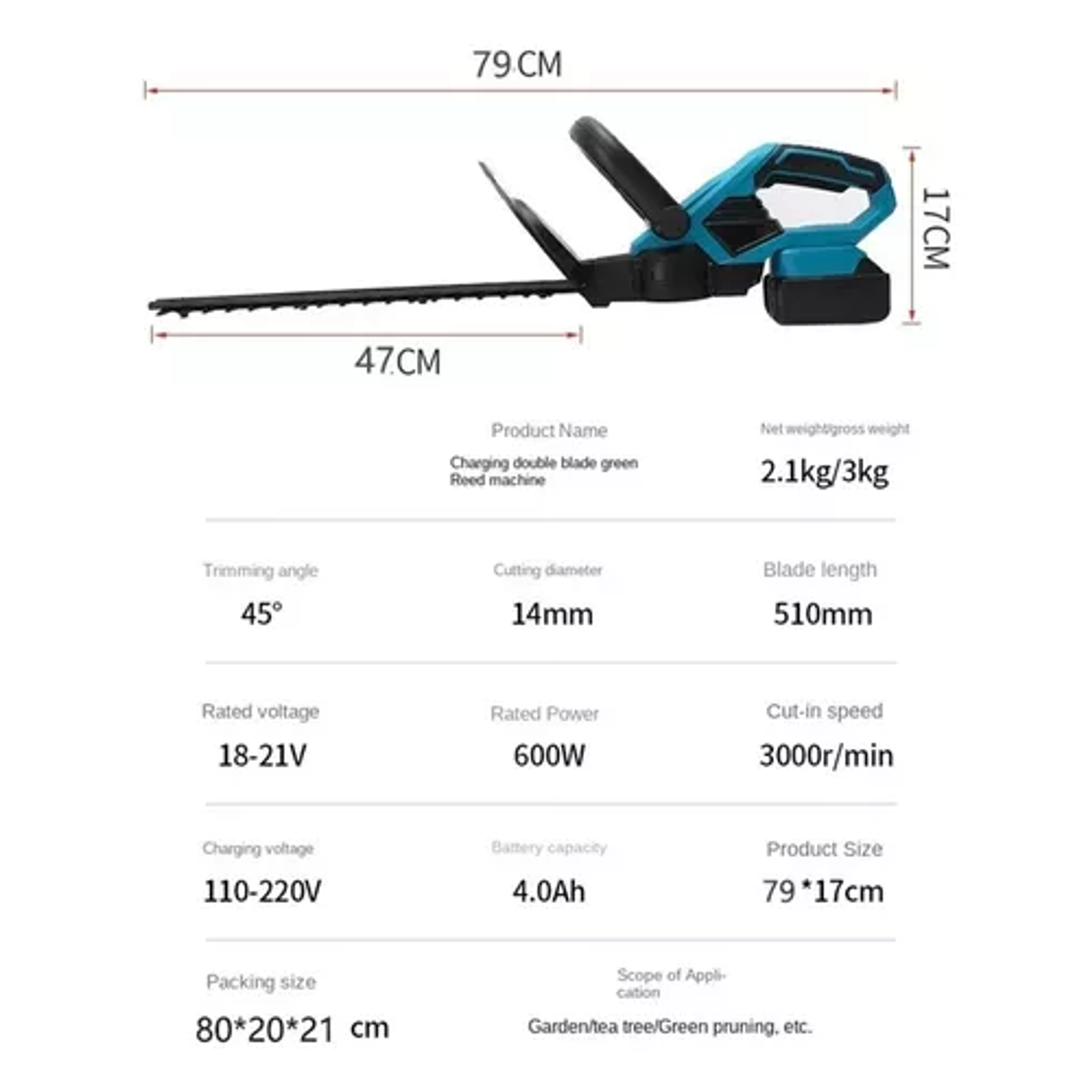 Cortasetos Inalambrico Podadora Pasto Bateria Recargable 48Vf 2