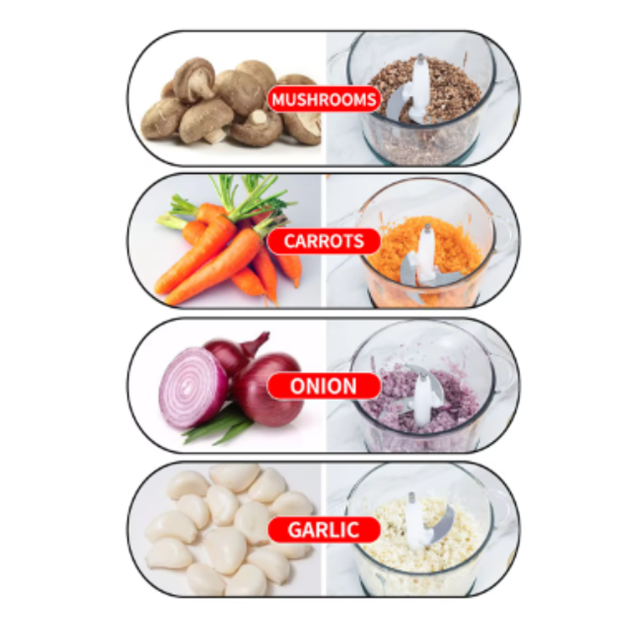 Procesador De Alimentos Hoffmans 2L De Acero Inoxidable y Bowl De Vidrio 9