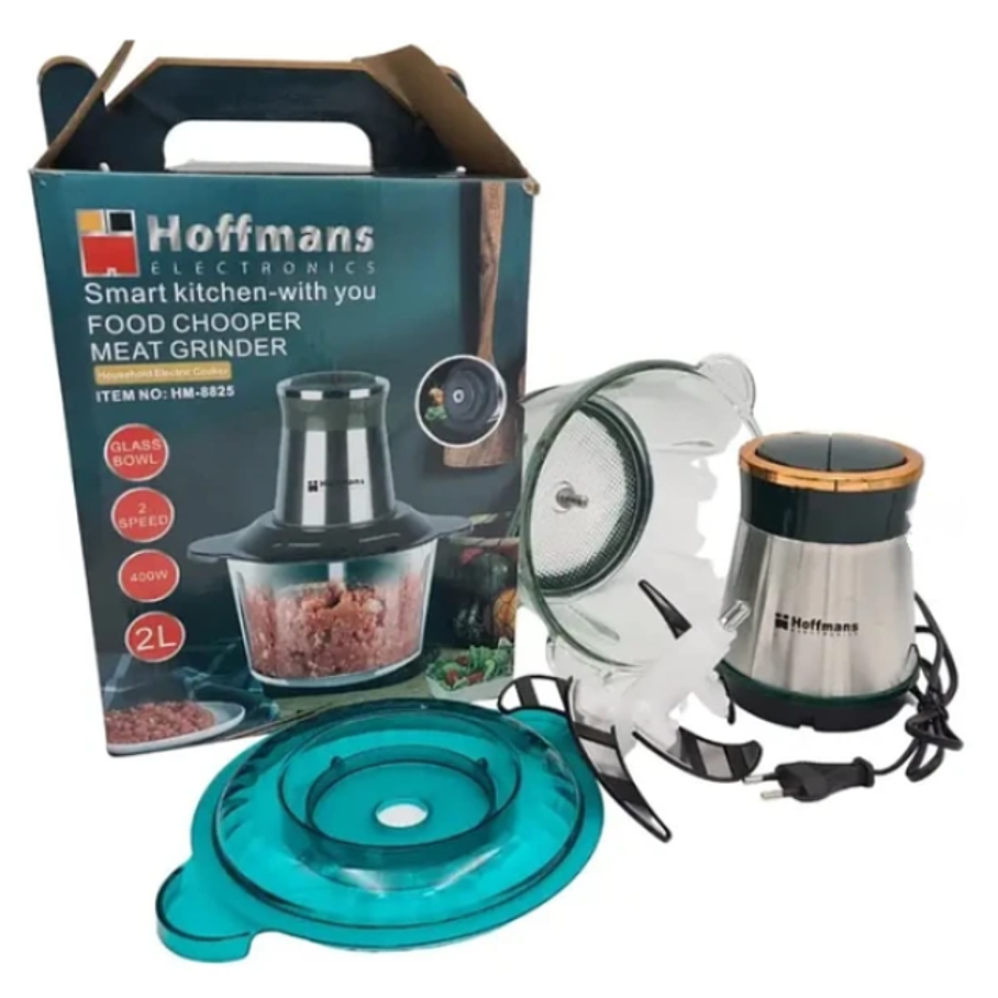 Procesador De Alimentos Hoffmans 2L De Acero Inoxidable y Bowl De Vidrio 10