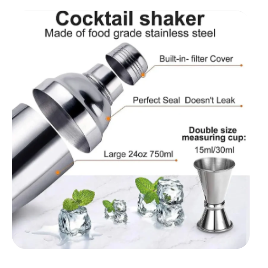 Set Kit Barman Completo Coctelera Tragos Bebidas 5