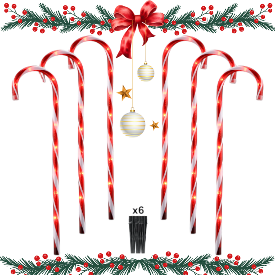Pack 6 Bastones De Caramelo Grandes Para Exteriores de Navidad  2