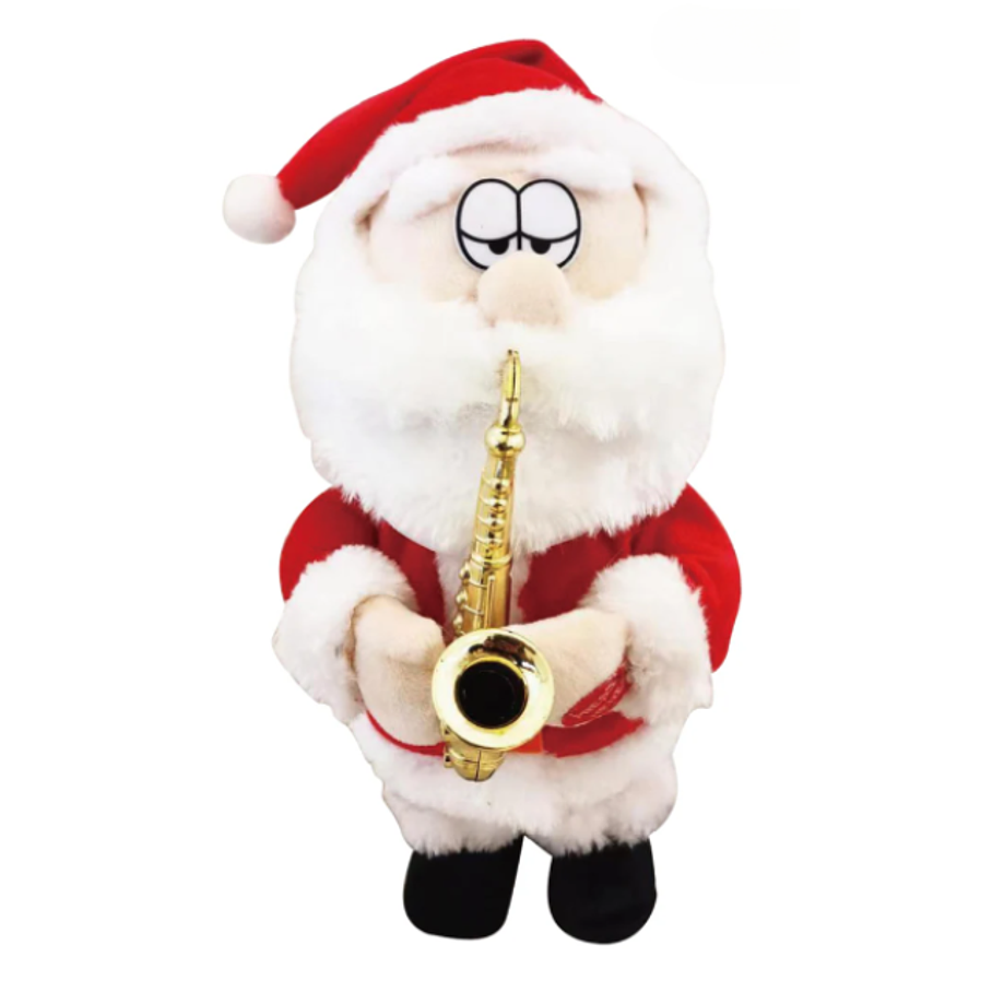 Papá Noel Con Saxofón Tocando y Bailando De 30cm 1