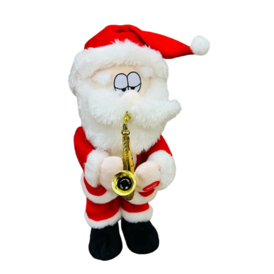 Papá Noel Con Saxofón Tocando y Bailando De 30cm 2