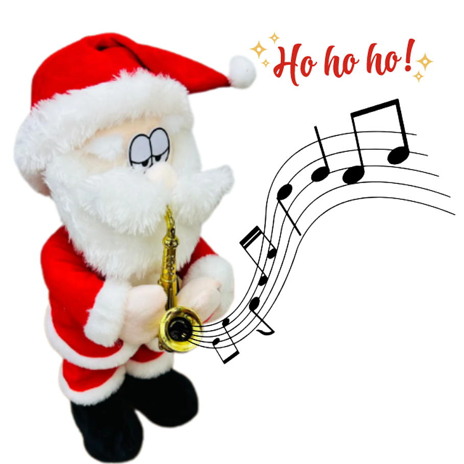 Papá Noel Con Saxofón Tocando y Bailando De 30cm 3