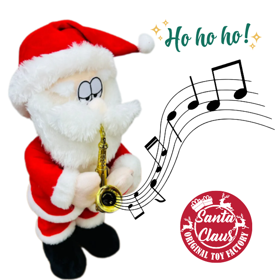 Papá Noel Con Saxofón Tocando y Bailando De 30cm 4