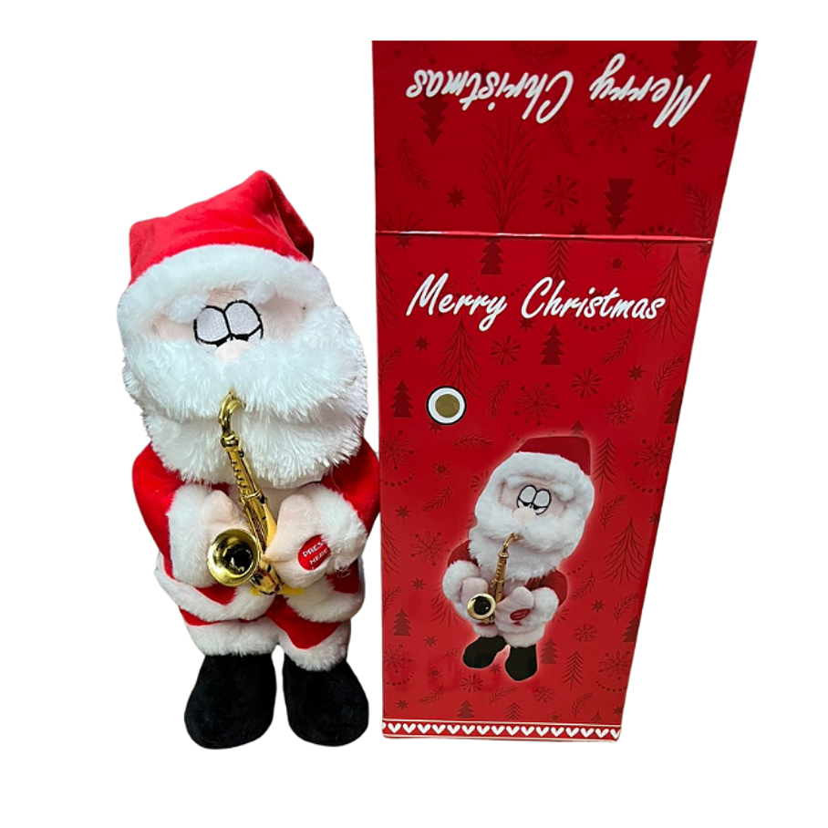 Papá Noel Con Saxofón Tocando y Bailando De 30cm 5