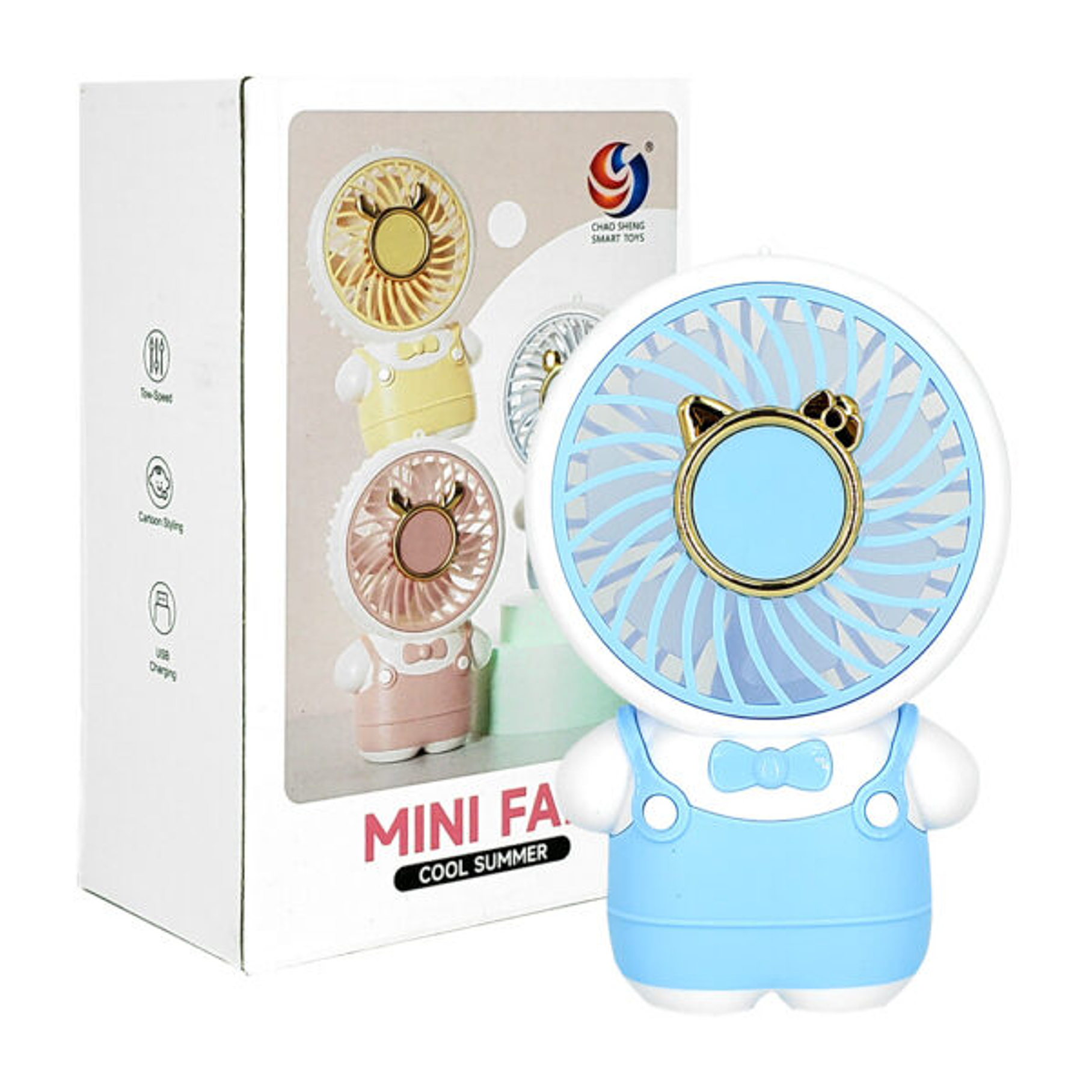 Mini Ventilador Recargable Con Diseño De Animalitos y Vestimenta 3