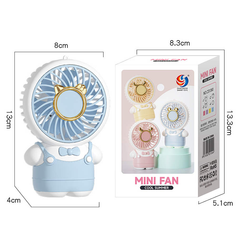 Mini Ventilador Recargable Con Diseño De Animalitos y Vestimenta 4