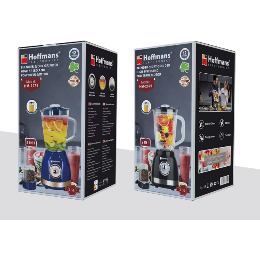 Licuadora Y Molinillo De Vidrio 2 En 1 Hoffmans Hm-2079 1000W 1.5L  4