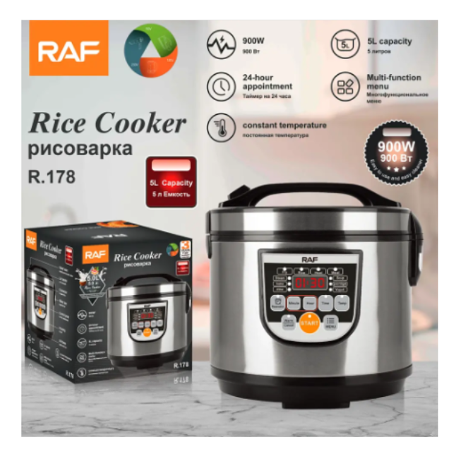 Olla Arrocera Multifunción RAF R.178 Fríe, Calienta, Cocina al Vapor Y Hornea 5Litros 900w 2