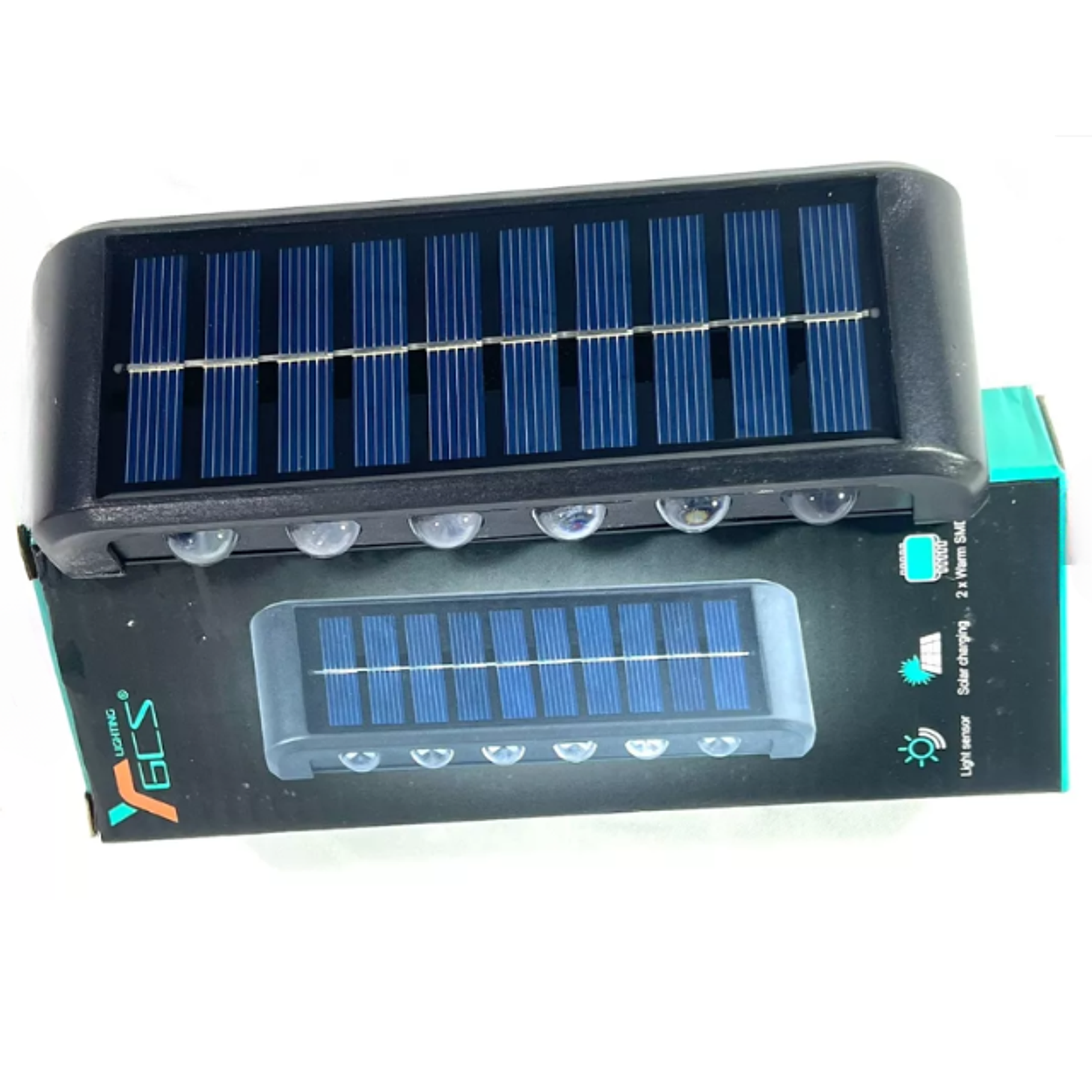 Aplique De Pared Solar Rectangular Fotocélula Luz Cálida / Iluminación 12 SMD 2